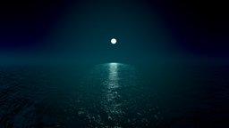 Ocean Misty Sky moon, lake, dome, ocean, night, misty, water, waves, hdri, lighting, sea, environment