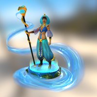 Water mage 3d-model, bpr, low-poly, lowpoly, female, fantasy