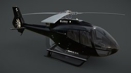 Black Helicopter EC130-H130 Livery 25 flying, games, rotor, airplane, copter, unreal, heli, chopper, realtime, eurocopter, flight, aviation, propeller, aircraft, airbus, unity, pbr, lowpoly, helicopter, gameready, ec130, noai, h130
