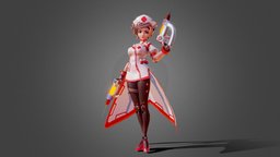 Stylized Nurse character nurse, mobilegame, substance-designer, femalecharacter, substance-painter, sci-fi, stylized