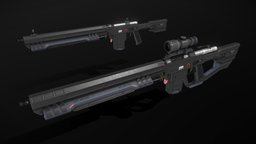Scifi Sniper Rifle ARS 12 rifle, assault, fps, shooter, anti, sniper, game-ready, ammunition, pbs, msgdi, weapon, pbr, lowpoly, scifi, gun, material, noai