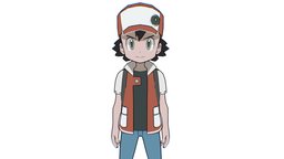 Red red, pokemon, b3d, gameboy, nintendo, ash, kanto, ketchum, character, 3d, lowpoly, noai