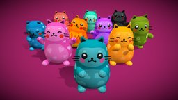 Cute Cartoon Cats cat, toon, cute, little, games, toy, kitty, pet, animals, max, pets, kawaii, kittens, kitten, pussy, puss, unity, cartoon, 3d, 3dsmax, lowpoly, animation, animated, rigged