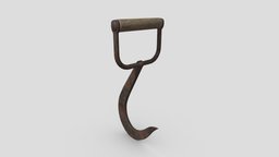 Meat Hook 3 grip, fish, rust, hanging, vintage, meat, hook, rusty, antique, ready, hay, handle, tool, old, iron, butcher, flesh, carcass, carry, hang, slaughterhouse, game, low, poly, wood, shop, horror, steel, slaughter, boning, acute, deboning