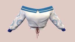 Anime Style Off Shoulder Female Top cute, style, white, shirt, fashion, off, girls, top, bottom, long, clothes, sleeves, womens, shoulder, pretty, wear, blouse, elastic, pbr, low, poly, female, blue, anime
