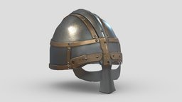 Medieval Helmet 09 Low Poly PBR Realistic armor, suit, greek, armour, ancient, warrior, fighter, soldier, viking, medieval, unreal, ready, vr, ar, protection, headgear, middle, metal, roman, battle, mask, age, headdress, costume, headwear, unity, asset, game, helmet, low, poly, military, war, knight, steel, accient, enegine