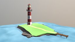 lowpoly lighthouse, island, ocean, lowpoly