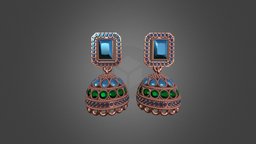 3D Indian Traditional Earring jewellery, designer, diamond, designs, jewellery-design, jwellery, gold