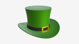 St. Patrick day hat green, hat, patrick, top, saint, day, irish, costume, 3d, pbr, male, clothing