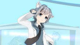 栖见月 Mitsuka boy, commission, tail, vrchat, cat-ears, vtuber, vroid, man, male, anime, vrm, vtuber-commission