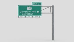 Highway Sign 06 led, assets, control, set, element, traffic, urban, highway, road, signs, signage, sign, lane, dynamic, elements, freeway, variable, roadway, architecture, game, low, poly, design, structure, street, expressway