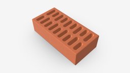 Clay bricks type 02 red, rectangular, rectangle, brick, block, solid, development, rough, brown, clay, masonry, blank, 3d, pbr, stone, textured, construction, material