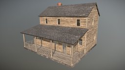 HQ Abandoned House wooden, apocalyptic, residential, build, detailed, survival, window, town, realistic, old, unity, low-poly, 3d, blender, model, wood, building, door