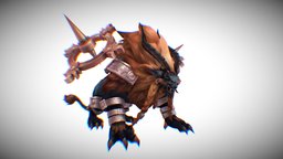 Lowpoly steampunk Lion monster boss boss, game, lowpoly, monster, textured
