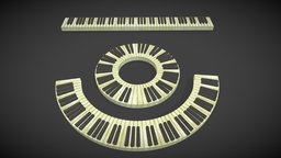 Piano white, keys, lowpoly, piano, black, keyboard