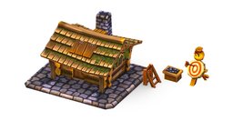 Cartoon Old Wooden Forest House Building wooden, forest, toon, historic, towerdefense, hotel, ladder, board, antique, planks, barn, target, hut, boulder, mannequin, treehouse, old, beam, shelter, gatehouse, bouldering, tower-defense, lowpoly-gameasset-gameready, lowpolymodel, house-model, homestead, cnut, handpainted, architecture, low-poly, cartoon, lowpoly, stone, gameasset, house, home, building, textured, gameready, "foresters", "forest-hut", "forester-house"
