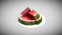 Watermelon Sliced on a plate food, fruit, watermelon, sliced