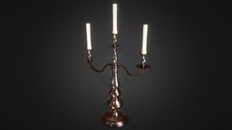 Table Chandelier 3D Model vintage, illumination, candle, chandelier, old, dining-room