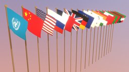 Animated Low Poly Flags france, japan, flag, china, flagpole, uk, germany, russia, flags, lowpolyart, low-poly-model, lowpolymodel, low-poly, lowpoly, usa, animated, nationalflag, unitednations