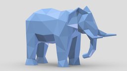 Low Poly Elephant stl, base, modern, land, printing, cnc, origami, geometric, architectural, mammal, vr, ar, decor, print, statue, nature, printable, faceted, canine, mammals, asset, game, 3d, art, model, animal, wolf, sculpture
