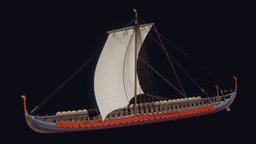 Viking Longship wooden, sail, viking, medieval, realtime, reconstruction, warship, drakkar, longship, boat, skuldelev, skuldelev-2, skeid, noai