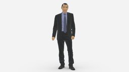 Man In Opened Black Suit 0569 suit, style, people, clothes, miniatures, realistic, character, 3dprint, model, man, human, male, black