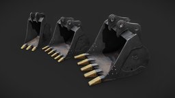 Excavator Bucket Pack excavator, excavation, articulated, low-poly, photogrammetry, lowpoly, scan