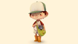 Little Boy illustration, watercooler, substancepainter, character, handpainted, colored-pencil, illustration3d