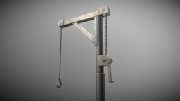 Animated Metal Hand Crane (High-Poly Version) hook, crank, chain, winch, metall, vis-all-3d, 3dhaupt, software-service-john-gmbh, kurbel, animated, hand-crane, handkran, winde