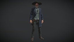 Cowboy Character PBR Game Ready west, wild, gunslinger, cowboy, american, old, sheriff, character
