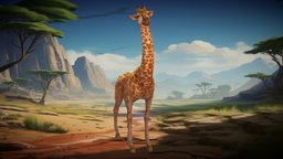 Stylized Giraffe rpg, high, giraffe, teeth, mmo, rts, fbx, moba, savannah, savana, character, handpainted, lowpoly, creature, animal, animation, stylized, fantasy, barrens
