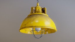 Industrial Hanging Light lamp, bulb, modern, vray, mine, hanging, rustic, metal, yellow, chain, fixture, weathered, edison, distressed, painter, maya, architecture, lighting, design, interior, industrial, light
