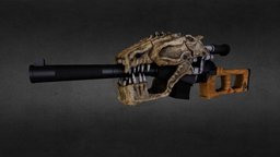 9-mm sniper rifle with alien skull 3dsmaxpublisher