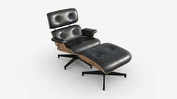 Lounge Chair With Ottoman office, wheel, leather, armchair, arm, seat, ottoman, soft, furniture, traditional, bent, relaxation, anatomic, 3d, pbr, chair, design, decoration