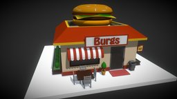Low Poly Burgs food, exterior, urban, unreal, isometric, burg, unity, architecture, cartoon, game, lowpoly, low, city, building, polygon, simple, gameready