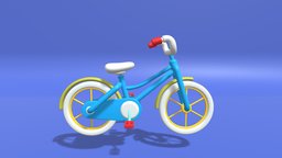 Cartoon Cute Bicycle bike, wheel, bicycle, toon, little, kids, tire, small, children, ride, spoke, cyclist, biking, girl, cartoon, vehicle, racing, stylized, sport, race