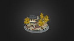 [3D Low Poly] Cityscene korea, culture, cityscene, autumn, lowpoly-3dsmax, architecture, lowpoly, south-korean