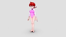 Ranma 3D 12, vr, ar, manga, bikini, ranma, substance, cartoon, lowpoly, anime