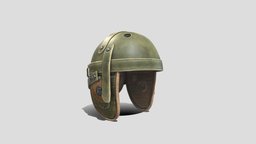 Vintage Tankers Helmet Game Ready armor, armour, time, ww2, army, vintage, retro, pilot, ready, american, combat, realistic, real, game, helmet, low, poly, military, tankers