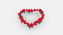 Cartoon Rose Flower Wreath plant, flower, heart, valentine, love, rose, wedding, wreath, surprise, present, celebration, romantic, lowpolymodel, lover, handpainted, marryme