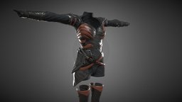 Female Medieval Outfit 1 specular, cloth, soldier, ninja, fashion, post-apocalyptic, medieval, clothes, apocalypse, survivor, woman, outfit, character, lowpoly, stylized, fantasy, clothing