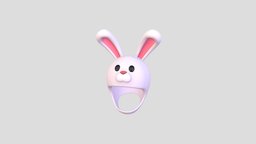 Prop205 Bunny Hat face, hat, rabbit, bunny, cute, baby, white, prop, fashion, easter, ear, head, headdress, costume, character, girl, cartoon, animal, clothing, noai