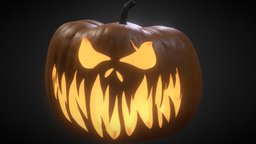 Halloween Pumpkin lamp, face, lantern, plant, orange, scary, jackolantern, carved, vegetable, halloween, pumpkin