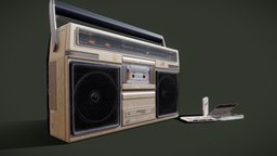 Vintage tape recorder radio music, tape, vintage, retro, speakers, antique, player, recorder, cassette, ethiopian, texturing, blender, substance-painter