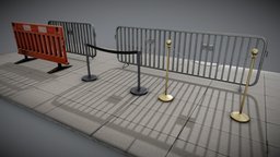 Modular Barrier selection fence, pavement, roadblock, barriers, roadbarrier, substancepainter, substance, modular