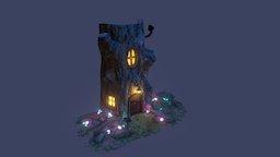 Magical Tree House tree, sculpt, bake, mushrooms, nature, magical, lowpoly, house, fantasy