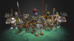 Riders animated pack warrior, orc, elf, rider, humans, moose, horse