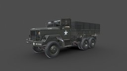 M35 Military Cargo Truck Low-poly truck, us, ww2, m, army, vintage, transport, m35, wwii, carrier, cargo, old, 35, troop, 6x6, us-army, m-35, convoy, vehicle, military, usa, war, noai