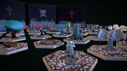 Boardgame Model Pack cemetery, props, lowpoly, stylized, fantasy, modular, horror, environment