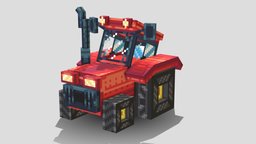 Red Farm Tractor tractor, models, resourcepack, pixel-art, blockbench, minecraft, lowpoly, pixelart